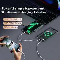Prix d'usine, mini batterie externe magnétique 10000 mAh, portable, charge rapide sans fil 22,5 W, Power Bank pour iPhone et Android