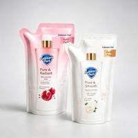 Pochette Doypack personnalisée à forme spéciale avec bec verseur pour emballage de gel douche et nettoyant corporel, anti-fuite, imprimée en héliogravure