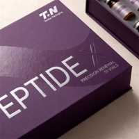 Boîte rigide personnalisée avec couvercle et base en prunier pour 10 flacons de peptides, impression offset avec éponge