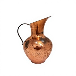 Pichet à eau en cuivre martelé, fait main, écologique, classique et luxueux, avec couvercle, grande capacité, pot à boisson en métal pour le service à domicile - Product Image 2