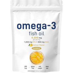 Usine OEM ODM, compléments alimentaires pour adultes de haute qualité, huile de poisson oméga-3 DHA EPA en gélules, huile de poisson des grands fonds, 240 unités - Product Image 1