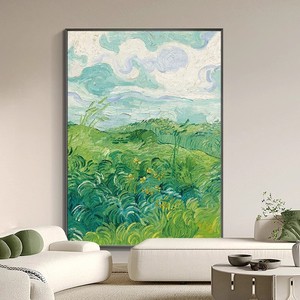 Pintura al óleo pintada a mano estilo Van Gogh, paisaje, arte de pared grande para sala de estar, dormitorio, marco de metal, arte abstracto rectangular - Product Image 4