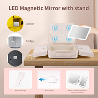 Portable LED maquillage miroir 5 niveaux luminosité 3 couleurs lumières grand blanc voyage maquillage organisateur ouvert mode Style cosmétique