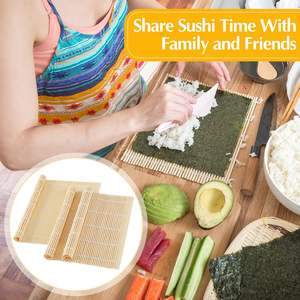 Ensemble de 1 tapis à <span class=keywords><strong>sushi</strong></span> en bambou, antiadhésif, durable, carré, 9,5" x 9,5", pour la maison et les fournitures de fête - Product Image 5