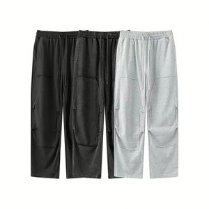 Pantalones de pierna recta sueltos de estilo americano de primavera para hombres con anillos de piel y pantalones de chándal de punto lavado para hombres - Product Image 4