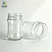 Pot en verre transparent incurvé de 230 ml avec col à vis pour miel, confiture, sauce chili, emballage alimentaire