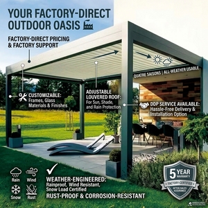 Pergola extérieure à lames orientables 10' x 13' en alliage d'aluminium, imperméable, pour terrasse, jardin, patio, gazebo avec toit réglable - Product Image 2