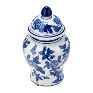 Vaso in Ceramica con Coperchio, Design Floreale Tradizionale Blu e Bianco per Soggiorno e Arredamento Casa - Product Image 2