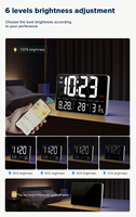 Grande horloge murale LED de 13.1 pouces affichant l'heure et la date avec opération d'application de téléphone portable pour la décoration du salon