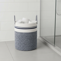 Panier de rangement cylindrique moderne de haute qualité, écologique, avec poignée, en corde de coton tressée, multifonctionnel, gain de place, pour la lessive