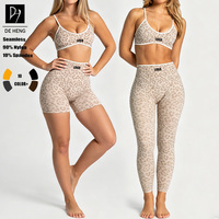 Nouvelle Tendance : Ensembles de Yoga et Tenues de Sport Sans Coutures Personnalisables avec Logo pour Femmes – Motif Léopard et Blocs de Couleurs – Idéaux pour l'Entraînement et le Fitness