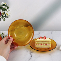 Plat en verre borosilicate de haute qualité, résistant au micro-ondes, couleur ambre transparente, pour la maison, le restaurant, les salades et les collations