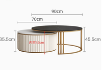 Table basse et meuble TV modernes de luxe avec plateau en marbre et rangement en acier inoxydable pour salon et chambre