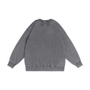 Sweat-shirt surdimensionné en molleton bouclette épais, coupe carrée et épaules tombantes, personnalisé OEM, style <span class=keywords><strong>batik</strong></span> vieilli, col rond, effet délavé - Product Image 4