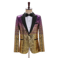 Blazer à paillettes pour hommes, Costume de fête de scène pour hommes, robe de Performance, Costume de fête de chanteur de mariage