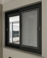 Ventana corrediza de aluminio personalizada con persianas integradas, insonorizada, con aislamiento térmico y doble vidrio templado
