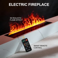 Perapian Uap Air Listrik 3D Modern dari Baja Anti Karat dengan Nyala Api Buatan, Dapat Dikendalikan dengan Remote/Aplikasi (Bahasa Inggris)