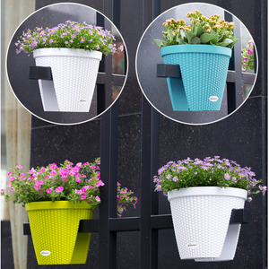 Vente flash : Pots à fleurs suspendus en rotin et en plastique <span class=keywords><strong>pour</strong></span> <span class=keywords><strong>balcon</strong></span>, décoration de jardin intérieure et extérieure, pots colorés - Product Image 5