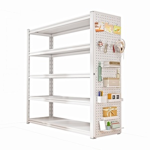 Étagère blanche à 5 niveaux, meuble de <span class=keywords><strong>rangement</strong></span> multi-niveaux pour la maison, bibliothèque, <span class=keywords><strong>rangement</strong></span> pour buanderie et sous-sol, étagère autoportante avec panneau perforé - Product Image 5