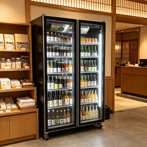 Congélateur vertical commercial pour supermarché, réfrigérateur à vin à quatre portes vitrées, vitrine réfrigérée - Product Image 3