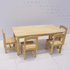 تصميم جديد بالجملة لطاولة طعام للأطفال من الخشب الطبيعي الصلب، مكتب دراسة خشبي للأطفال مع كرسي - Product Image 1