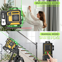 Outil laser industriel DIY à 16 lignes, auto-nivelant à 360°, laser vert 4x360 pour lignes horizontales/verticales, batterie Li-Ion, garantie 1 an
