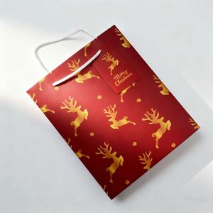 Bolsas de Regalo Navideñas de Lujo con Estampado en Relieve, Bolsas de Papel Kraft Premium con Asas de Cuerda de Algodón para Regalos Navideños - Product Image 2