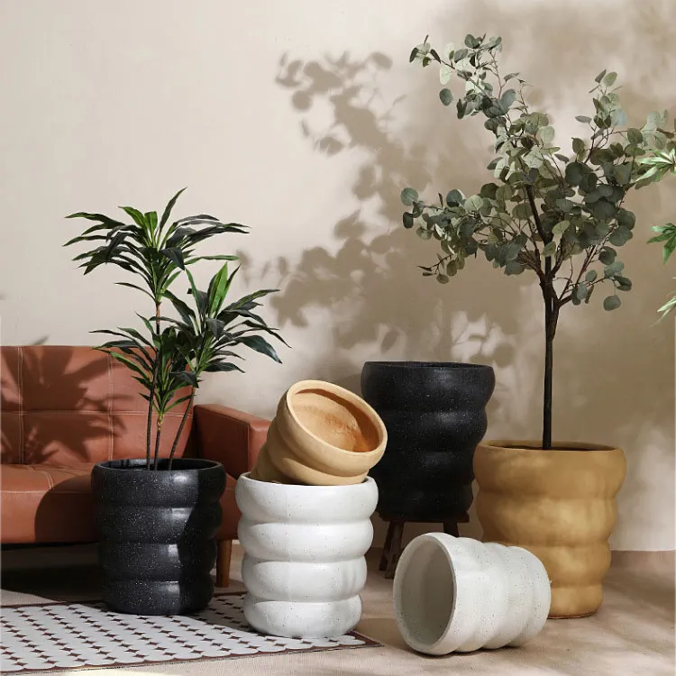 High quality garden ornament planter indoor outdoor decoration spiricle shape ceramic plant flower pots