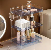 Organisateur de table de maquillage et de parfums classique en acrylique, étagère en plastique PE polygonale pour le rangement de bijoux et de cosmétiques
