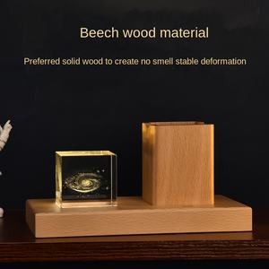 โคมไฟกลางคืนรูปดาวเคราะห์แบบปรับแต่งได้ - โคมไฟรูปวงโคจรสลักชื่อเฉพาะบุคคลสำหรับครูและนักเรียน ของขวัญตั้งโต๊ะทำจากไม้/คริสตัล/ไม้บีช - Product Image 4