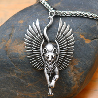Collier populaire avec statue de chat Bastet de l'Égypte ancienne, sphinx égyptien, pendentif de chat mignon, vente en gros