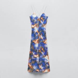 เดรสไหมพรมแขนกุดคอ halter ลายมัดย้อมสำหรับผู้หญิงคอลเลคชั่นฤดูร้อน - Product Image 5