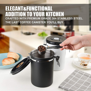 Contenedor de 2L con Marcador de Fecha y Cuchara Dosificadora de CO2, Recipiente de Acero Inoxidable para Café Molido y en Grano, Juego de Recipientes para Té, Azúcar y Café - Product Image 3
