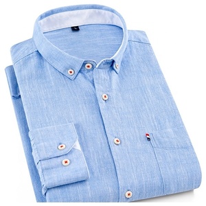 Accetta <span class=keywords><strong>camicia</strong></span> da <span class=keywords><strong>uomo</strong></span> personalizzata vestibilità regolare manica lunga respiro sottile camicie causali in cotone e <span class=keywords><strong>lino</strong></span> per <span class=keywords><strong>uomo</strong></span> - Product Image 2