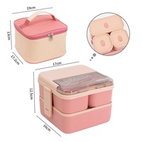 Boîte à lunch double couche pour étudiants, boîte bento en plastique pour employés de bureau, récipient alimentaire hermétique, avec sac isotherme