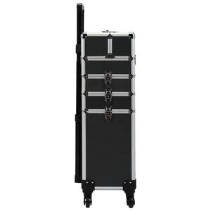 Valise à roulettes professionnelle 4-en-1 en aluminium brillant, élégante, à ouverture facile, pour maquillage et <span class=keywords><strong>coiffure</strong></span> - Product Image 4