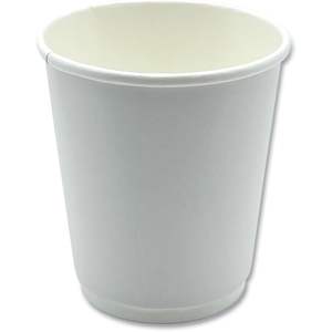 Boardwalk 8 Oz. Gobelets en papier à double paroi blancs jetables avec impression dorée, logo personnalisé, revêtement PE - 25/gabarre - Product Image 4