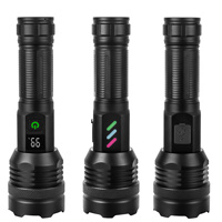 Usine Affichage Numérique Puissance Zoom Télescopique En Alliage D'aluminium Usb Rechargeable 60w Blanc Led Torches Lumières Lampe De Poche Tactique