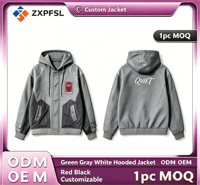 Veste de baseball à capuche personnalisée OEM ODM pour hommes, veste à contraste de couleurs, broderie au dos, style streetwear