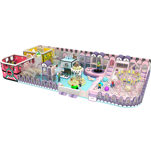 Aire de jeux intérieure personnalisée pour enfants : trampoline rond commercial, maison de jeu, espace de jeu doux aux couleurs claires - Product Image 3