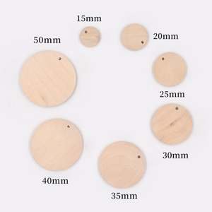 Cercles ronds en bois trous disques en bois blanc cercle en bois découpes Bracelet bracelet porte-clés accessoires taille et Logo personnalisés - Product Image 2