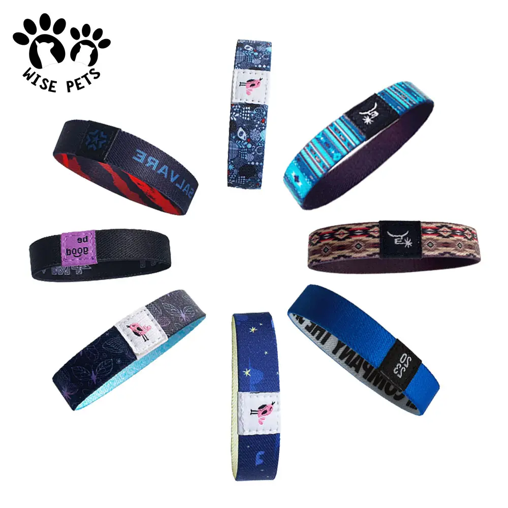 Event RPET Stretch Wrist Band Men Women QR RFID Cloth Fabric Bracelet Custom Logo Woven Polyester Elastic Wristband With Package
