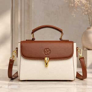 Fournisseur de sacs à poignée supérieure motif litchi en gros, sacoche en PU à fermoir rond personnalisé avec faible MOQ de 20 pour l'approvisionnement professionnel - Product Image 1