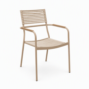 Other outdoor furniture <b>Beige</b> Aluminum Outdoor Leisure <b>Chair</b> with Armrest - Patio Woven Strap <b>Dining</b> <b>Chair</b> - Product Image 1