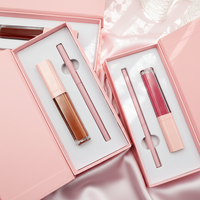 Kit de maquillage à lèvres liquide et crayon contour des lèvres nude brun à marque privée, gloss à lèvres mat naturel à marque privée, ensemble de crayons contour des lèvres crème