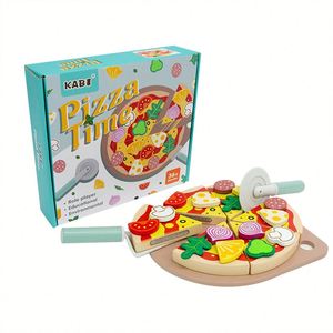 Jouets de cuisine éducatifs en bois massif de haute qualité pour enfants, garçons et filles autistes, pour faire semblant de cuisiner des pizzas et des légumes - Product Image 1
