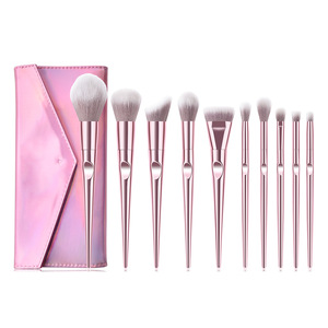 Juego de 10 Brochas de Maquillaje Profesionales de Alta Calidad, Brochas de Maquillaje Sintético Suave y Sedoso para Base, Corrector y Abanico, Compatibles y Personalizables - Product Image 3