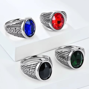 Bague Hip Hop Vintage Motif Grande Muraille avec Pierres Précieuses, Bijou Tendance en Acier Inoxydable Plaqué Or 18K pour Hommes et Femmes, Vente en Gros - Product Image 3