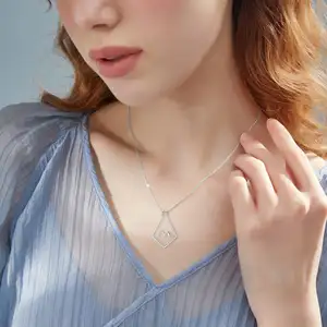 Kalung Perhiasan Peta Mode Kustom 925 Perak Murni Kalung Pemegang Gunung untuk Wanita
