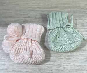 Knitted NB Infants Booties 100% Organic Cotton Breathable Unisex Baby Booties Warm Bed Crochet 0-12M First <strong>Walkers</strong> Cozy Shoes - Product Image 1